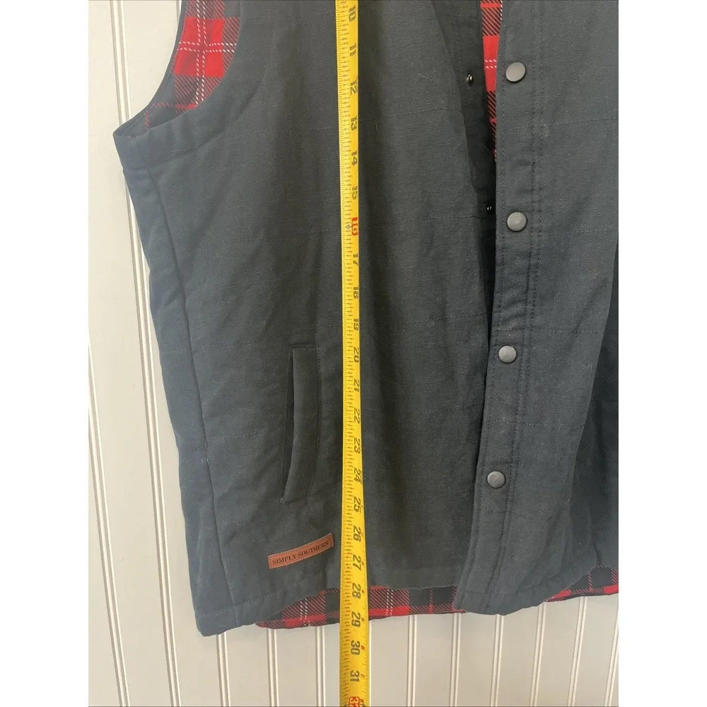 Simply‎ Southern Vest Mens XL Black Red Plaid Sleeveless Preppy Outdoors Casual